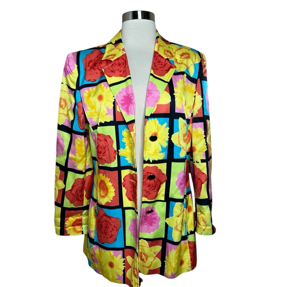 Laurèl Vintage Pop Art Floral Blazer Jacket Size 36 (US 6) Escada Sister Brand